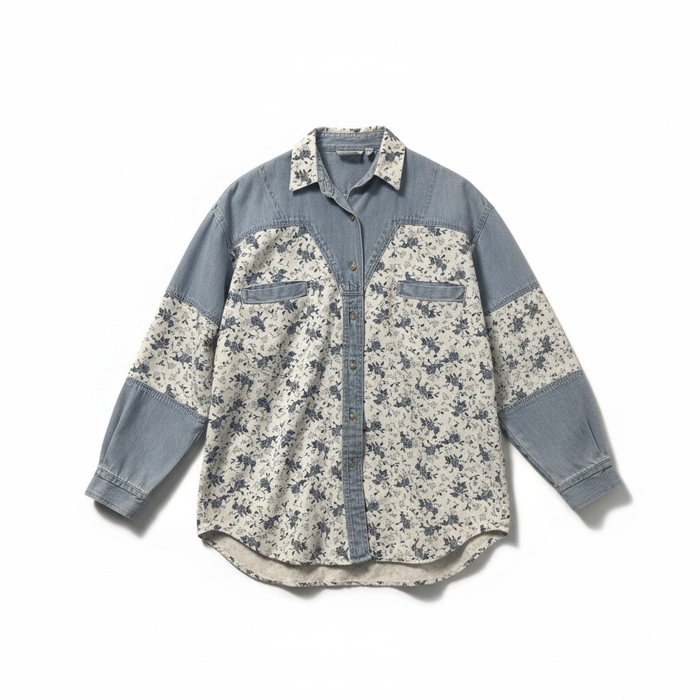 Vintage 90s County Seat Denim Shirt Nuovo Button Front Blue Womens Medium